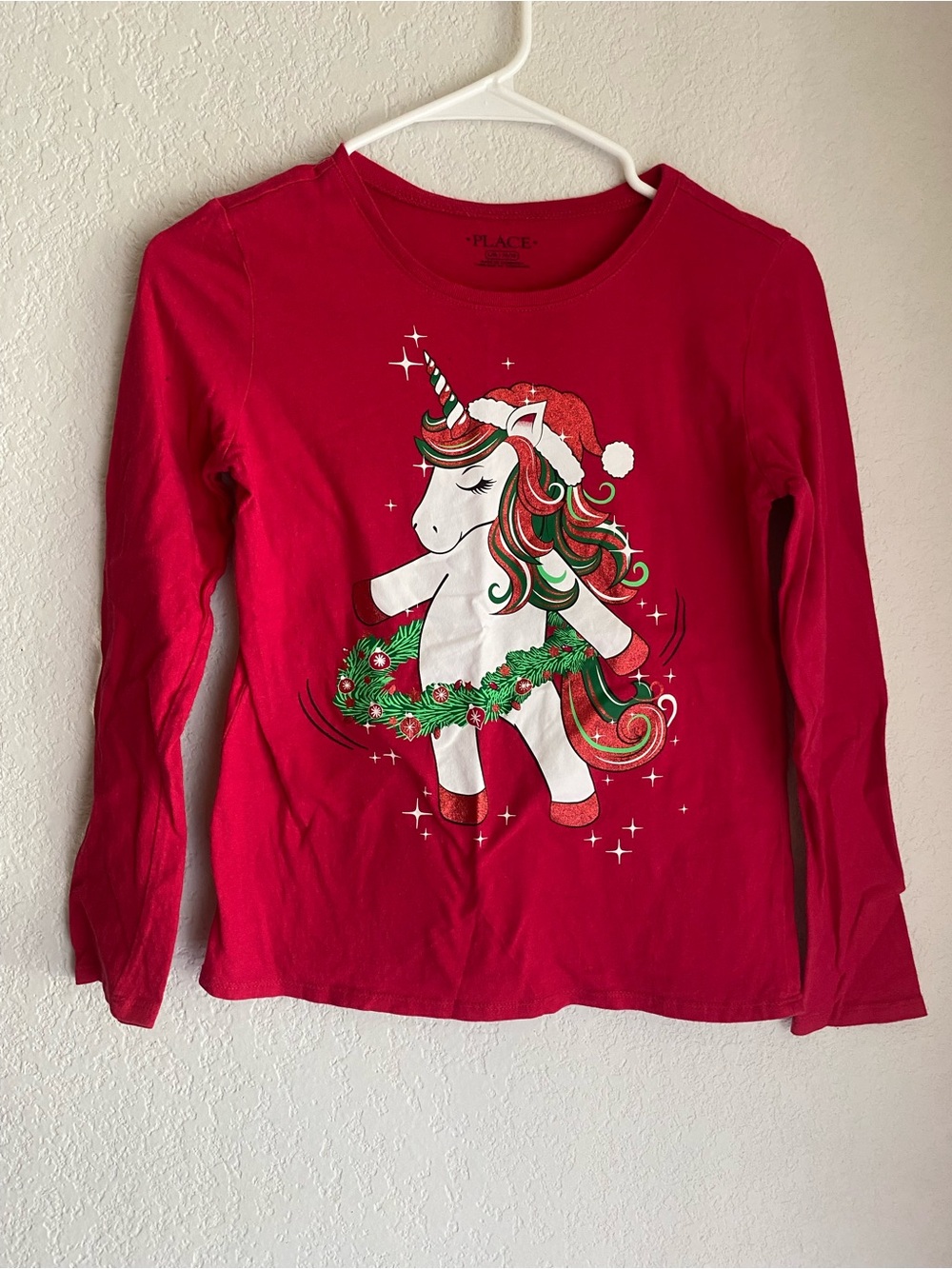 The Children's Place Red Holiday Unicorn Long-Sleeve Tee